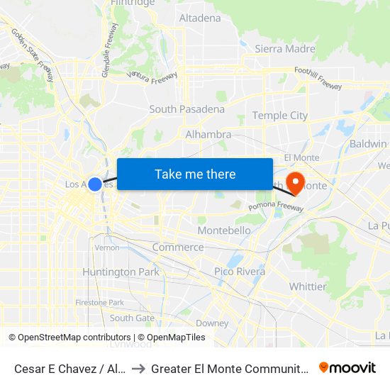 Cesar E Chavez / Alameda to Greater El Monte Community Hospital map