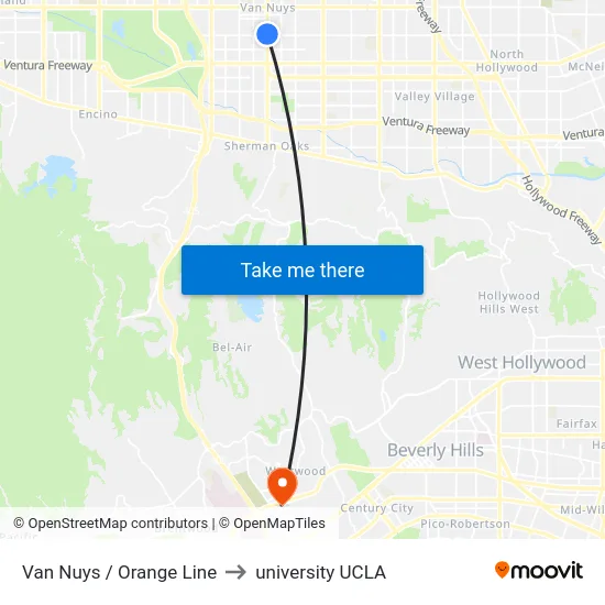 Van Nuys / Orange Line to university UCLA map