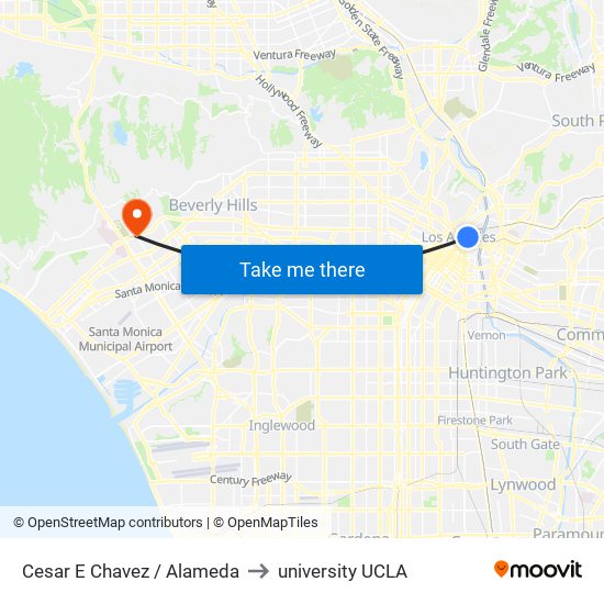 Cesar E Chavez / Alameda to university UCLA map