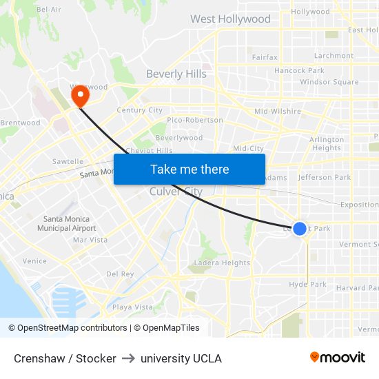 Crenshaw / Stocker to university UCLA map