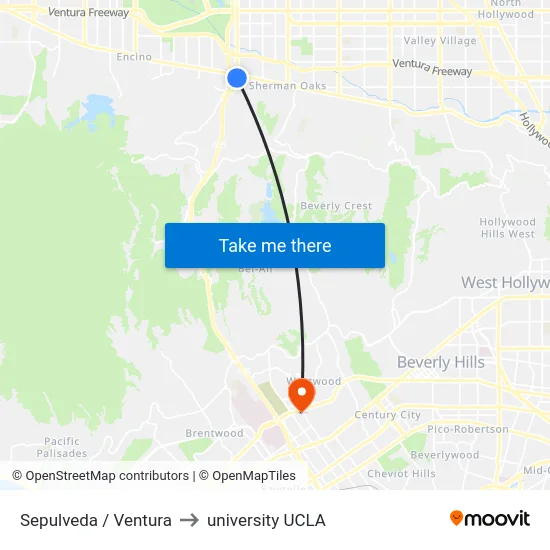 Sepulveda / Ventura to university UCLA map