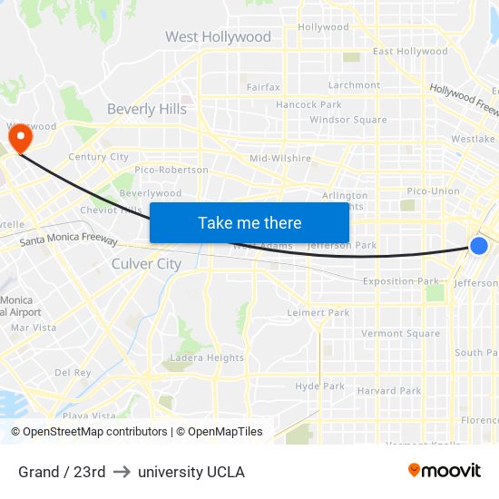 Grand / 23rd to university UCLA map