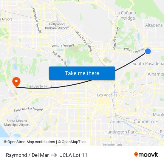 Raymond / Del Mar to UCLA Lot 11 map
