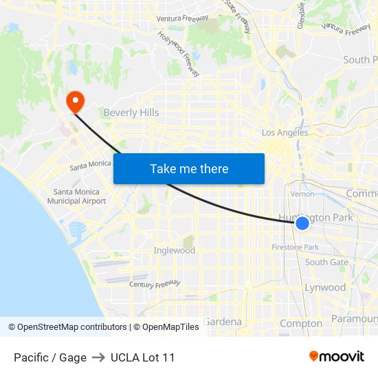 Pacific / Gage to UCLA Lot 11 map