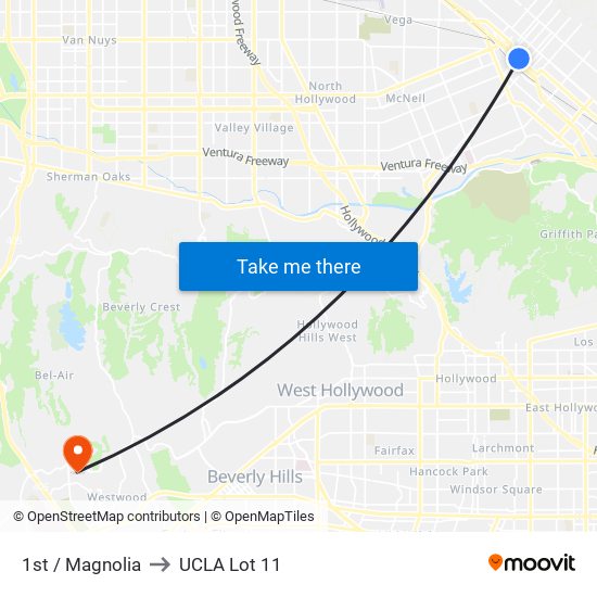 1st / Magnolia to UCLA Lot 11 map