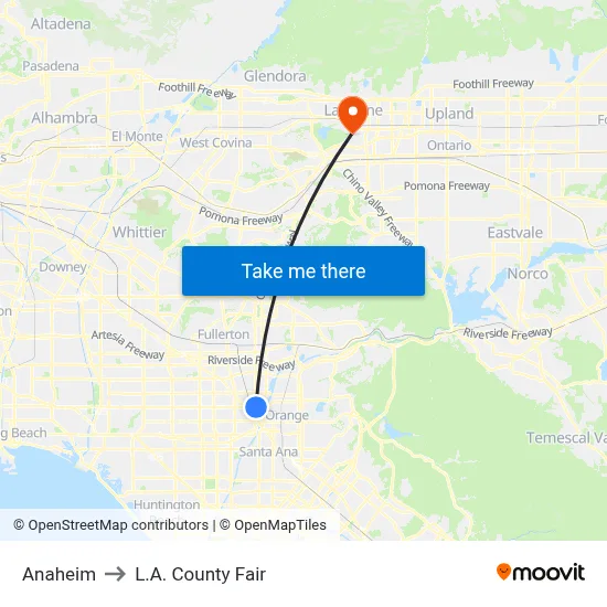 Anaheim to L.A. County Fair map