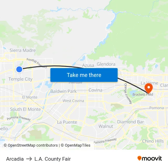 Arcadia to L.A. County Fair map
