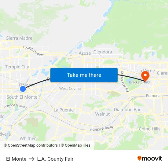 El Monte to L.A. County Fair map