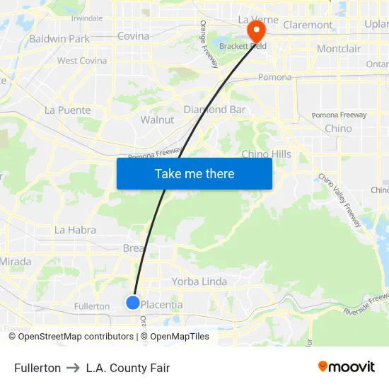 Fullerton to L.A. County Fair map