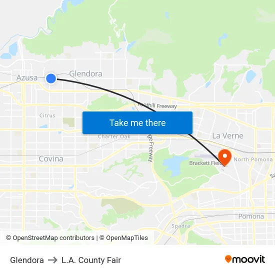 Glendora to L.A. County Fair map