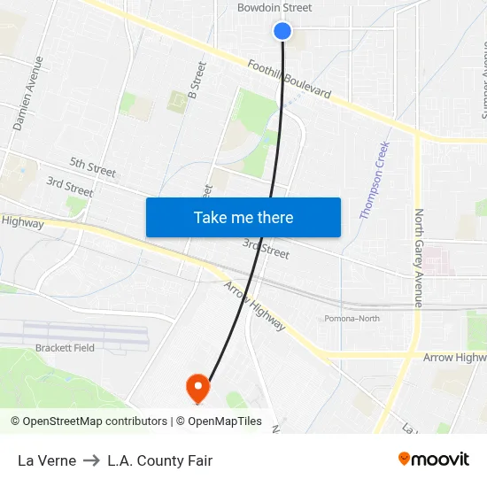 La Verne to L.A. County Fair map