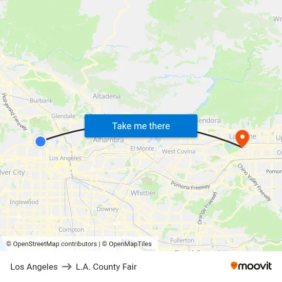 Los Angeles to L.A. County Fair map
