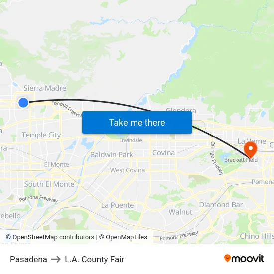 Pasadena to L.A. County Fair map