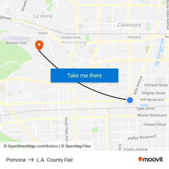 Pomona to L.A. County Fair map