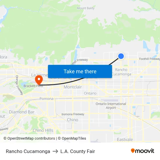 Rancho Cucamonga to L.A. County Fair map