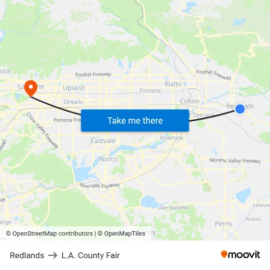 Redlands to L.A. County Fair map