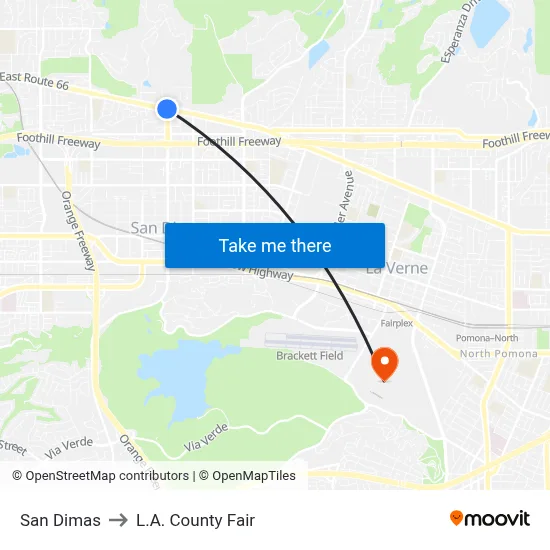 San Dimas to L.A. County Fair map