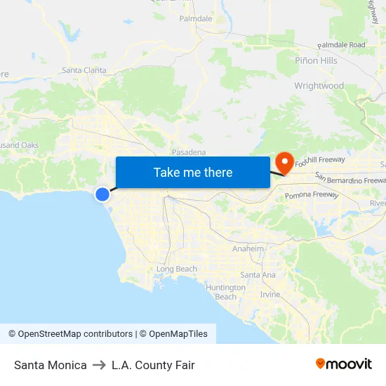 Santa Monica to L.A. County Fair map