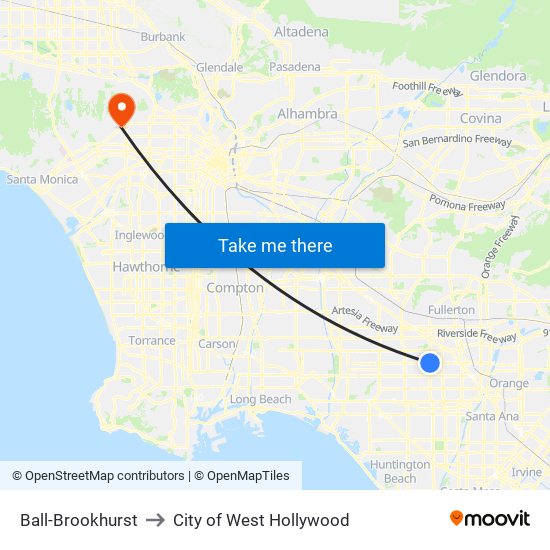 Ball-Brookhurst to City of West Hollywood map