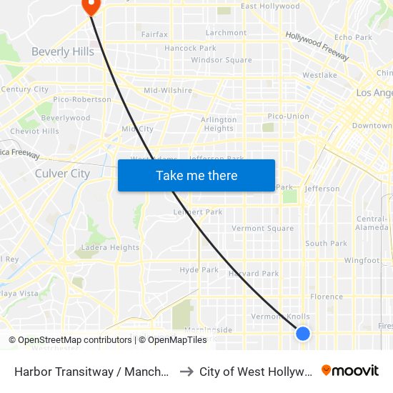 Harbor Transitway / Manchester to City of West Hollywood map