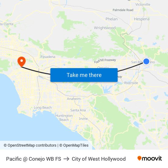 Pacific @ Conejo WB FS to City of West Hollywood map