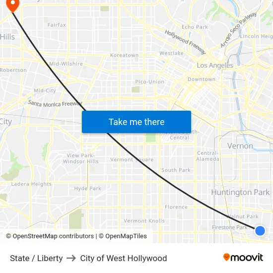 State / Liberty to City of West Hollywood map