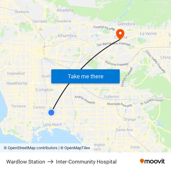 Wardlow Station to Inter-Community Hospital map