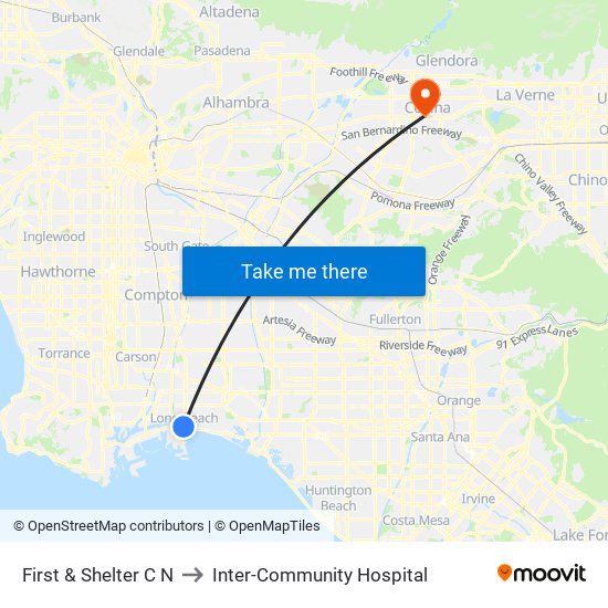 First & Shelter C N to Inter-Community Hospital map