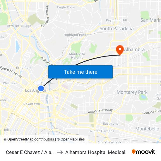 Cesar E Chavez / Alameda to Alhambra Hospital Medical Center map