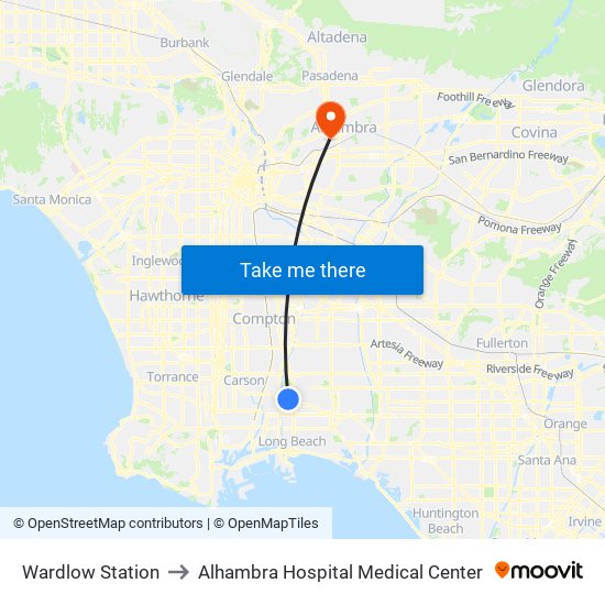 Wardlow Station to Alhambra Hospital Medical Center map
