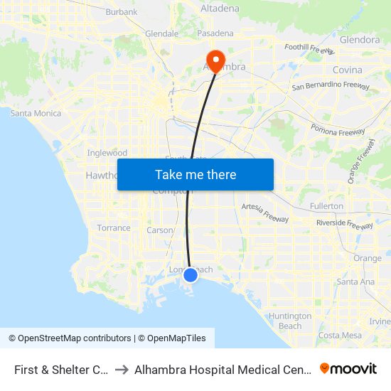 First & Shelter C N to Alhambra Hospital Medical Center map