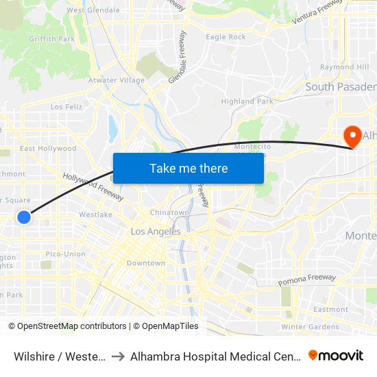 Wilshire / Western to Alhambra Hospital Medical Center map