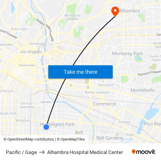 Pacific / Gage to Alhambra Hospital Medical Center map