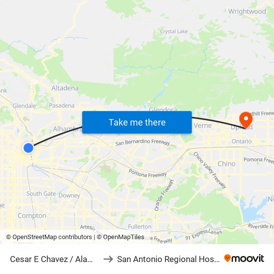 Cesar E Chavez / Alameda to San Antonio Regional Hospital map