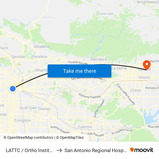 LATTC / Ortho Institute to San Antonio Regional Hospital map