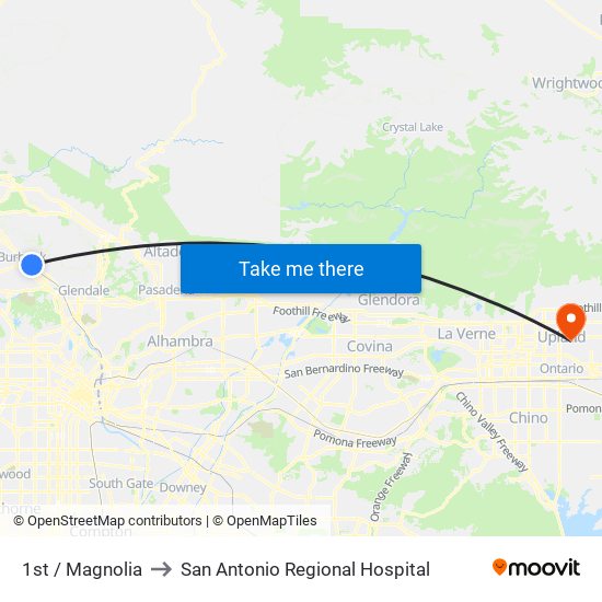 1st / Magnolia to San Antonio Regional Hospital map