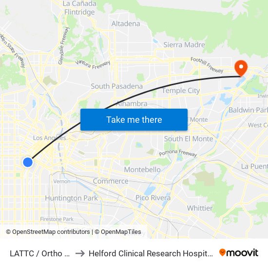 LATTC / Ortho Institute to Helford Clinical Research Hospital, City of Hope map