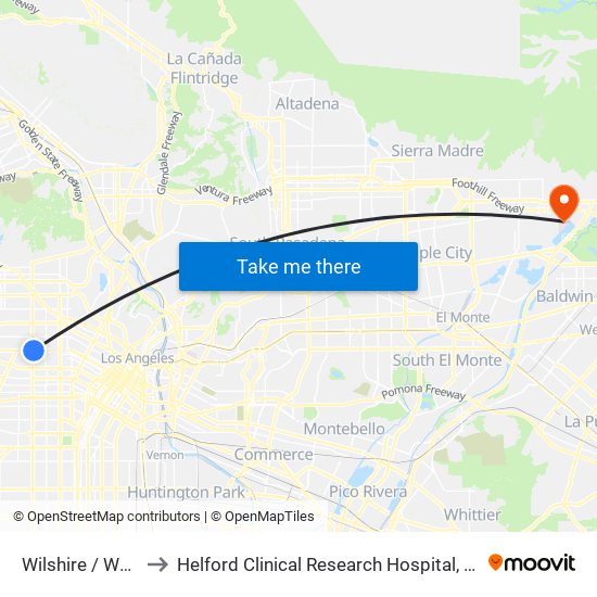 Wilshire / Western to Helford Clinical Research Hospital, City of Hope map