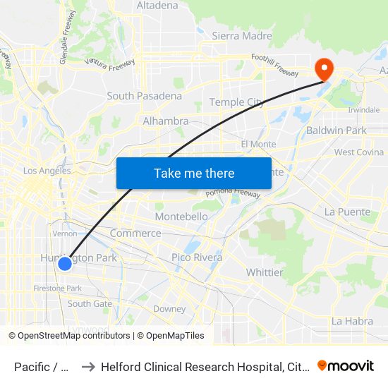 Pacific / Gage to Helford Clinical Research Hospital, City of Hope map