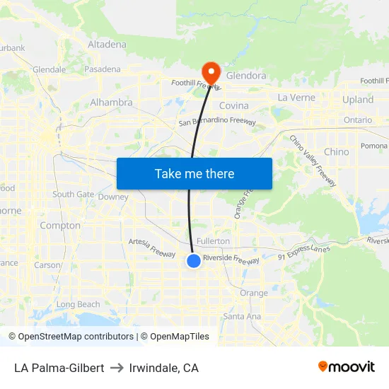 LA Palma-Gilbert to Irwindale, CA map