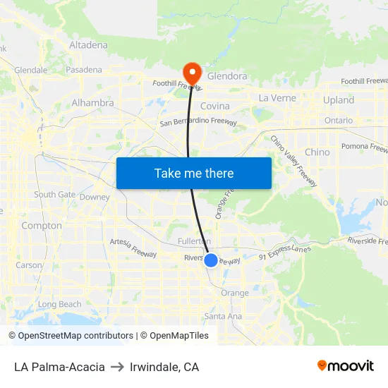 LA Palma-Acacia to Irwindale, CA map