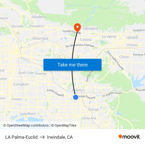 LA Palma-Euclid to Irwindale, CA map