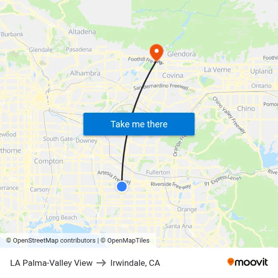 LA Palma-Valley View to Irwindale, CA map