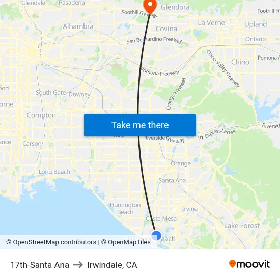 17th-Santa Ana to Irwindale, CA map
