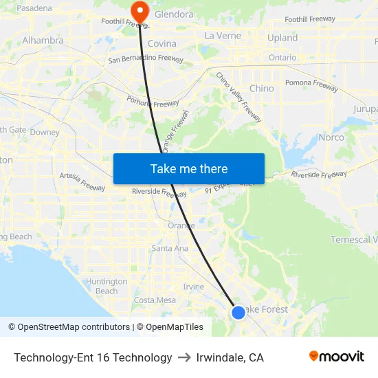 Technology-Ent 16 Technology to Irwindale, CA map