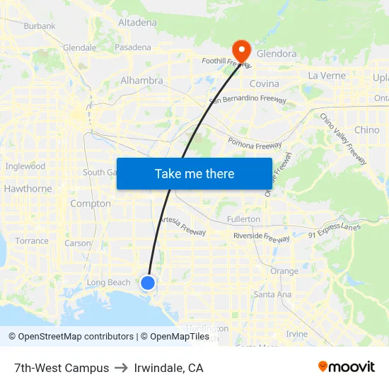 7th-West Campus to Irwindale, CA map