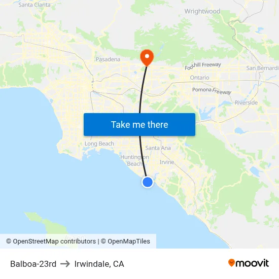Balboa-23rd to Irwindale, CA map