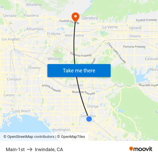 Main-1st to Irwindale, CA map