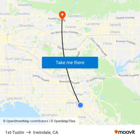 1st-Tustin to Irwindale, CA map