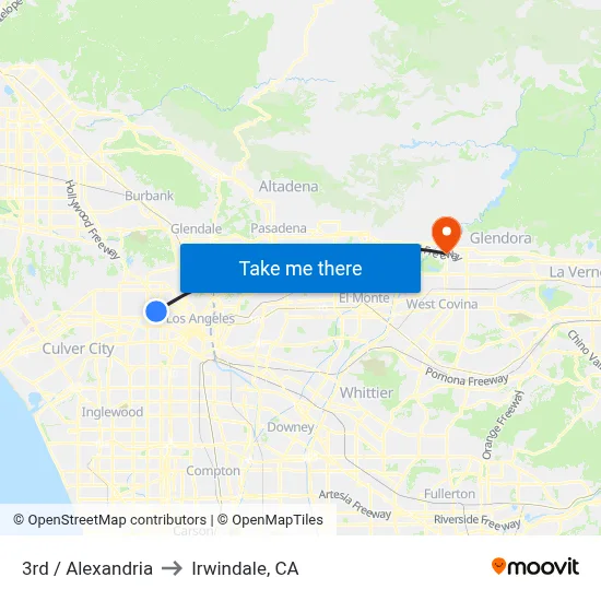 3rd / Alexandria to Irwindale, CA map